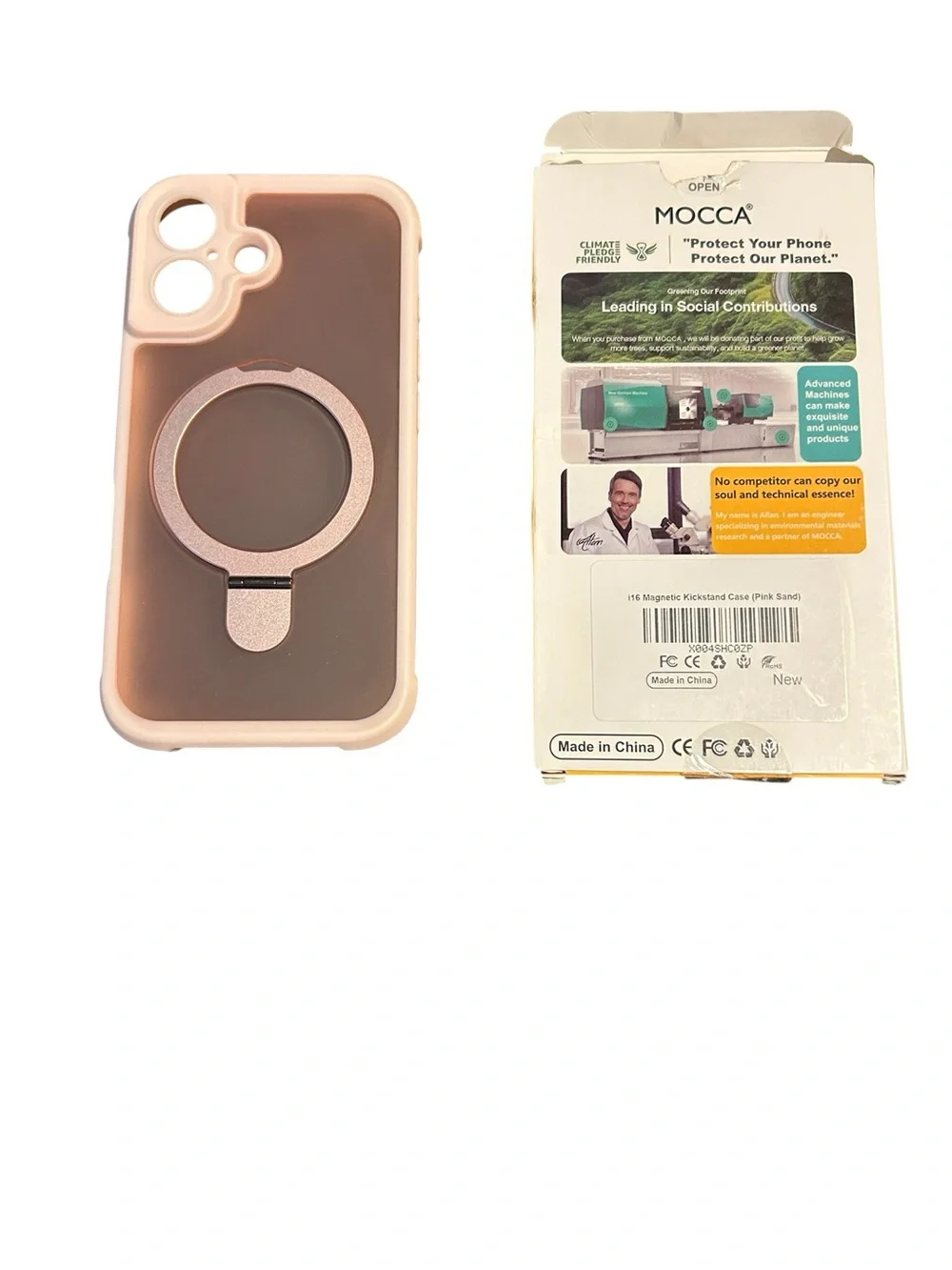 Pink Magnetic Ring Phone Case with Kickstand - Compatible iPhone 16